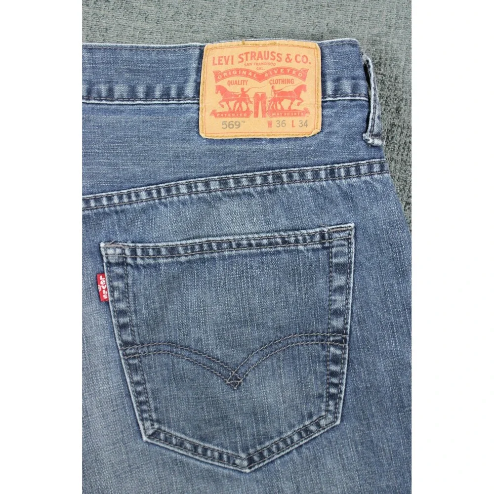 Levis 569 Loose Straight Leg Jeans Mens 36x34 Blue Denim Medium Wash 100% Cotton
